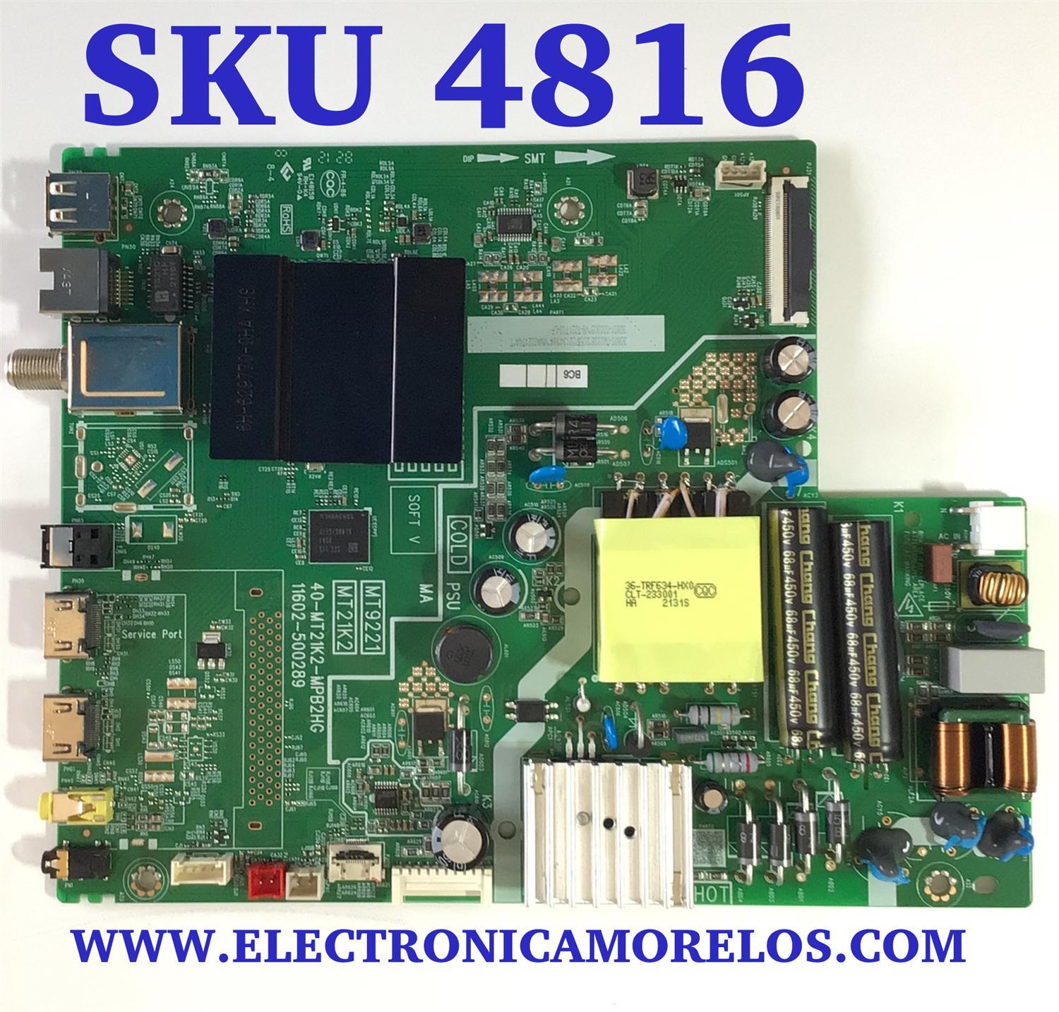 MAIN FUENTE PARA TCL / NUMERO DE PARTE 30800-000338 / 40-MT21K2-MPB2HG / 30801-000303 / V8-T221T03-LF / 11602-500289 / MT9221 / PANEL LVF395NDEL / DISPLAY V400HJ9-PE1 / MODELO 40S330